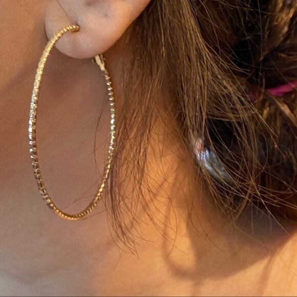 Miami style big gold steel tubular classic hoops/earrings/fashion jewelry - Picture 1 of 5